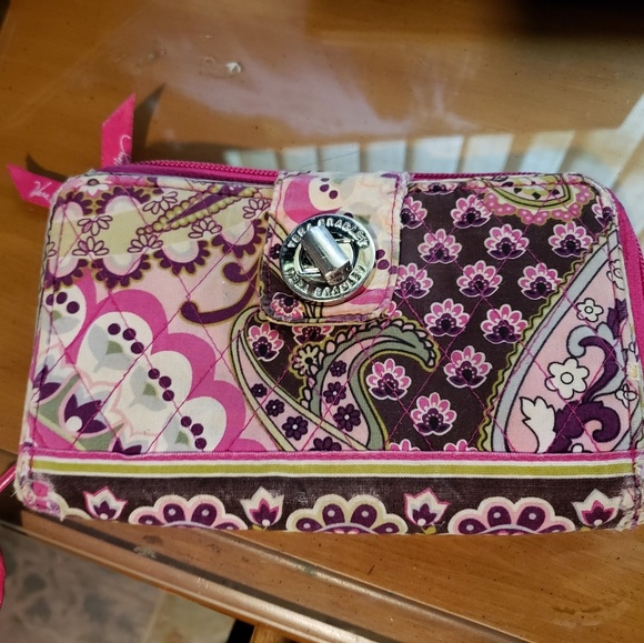 Vera Bradley Handbags - Vera Bradley  large pink and  brown  wallet